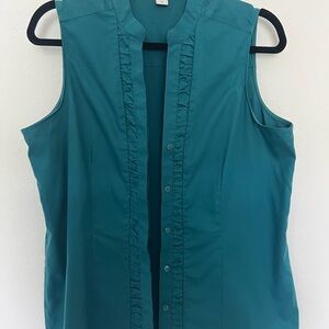 Ruffled Sleeveless 14 woman top Teal